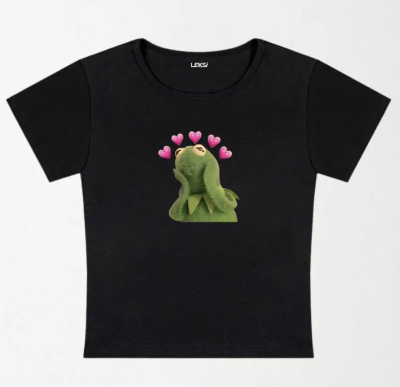 Pink Hearts Frog Y2K Baby Tee  - graphic baby tee - Womenswear Hoodie, Sweatshirt | GrindPrints.com