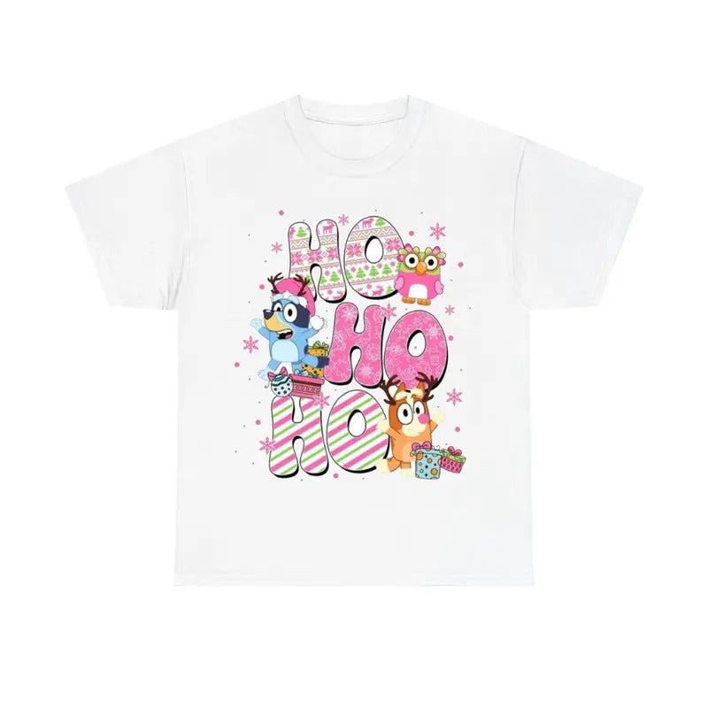 Pink Ho Ho Ho Christmas Shirt, Blueyyy Christmas Tee Hoodie, Sweatshirt | GrindPrints.com
