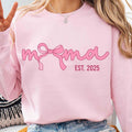 Pink Mama Est 2025 Coquette Shirt, Mama Bow Sweatshirt, Hoodie Casual Cotton | GrindPrints.com