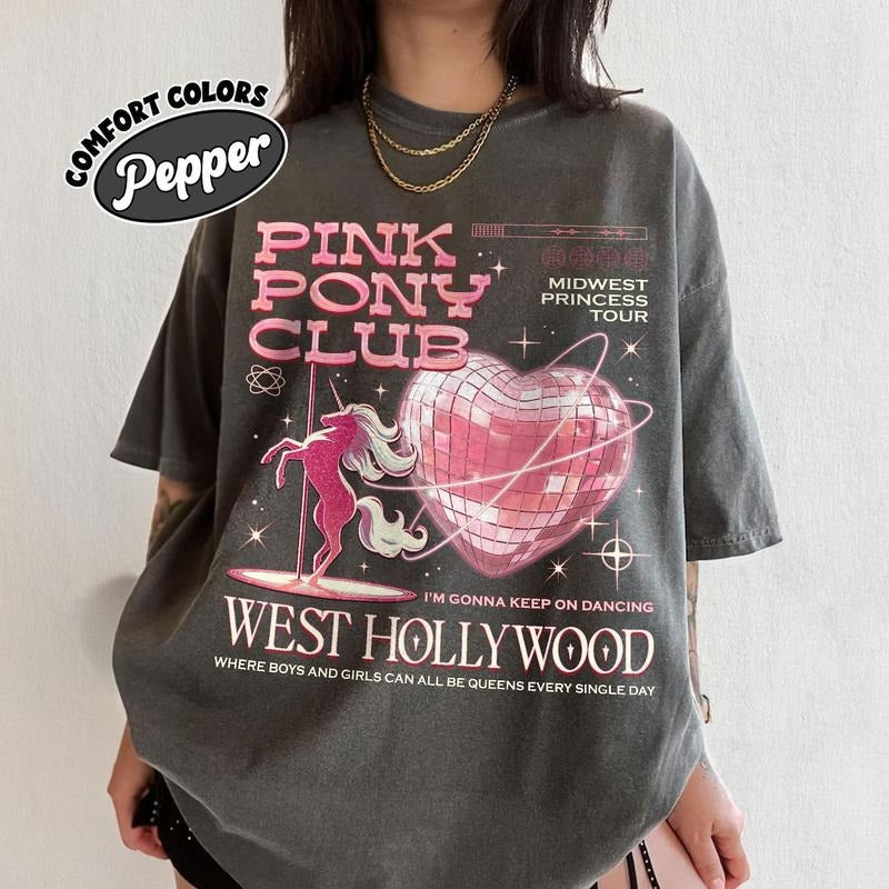 Pink Pony Club Comfort Colors Shirt, Pink Pony Girl Tee, Midwest Princess Tour Shirt, Wlw Shirt, Sapphic Lesbian Shirts...