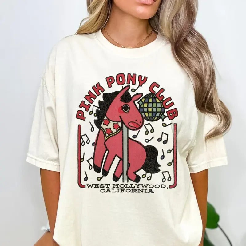 Pink Pony Club Glitter T Shirt, Cute Funny West Hollywood California Ca Chappell Roan Pop Music Lesbian Lyrics Iconic Fan...