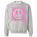 Pink Puff Checkered Happy Face Sweatshirt T-Shirts, Hoodie | GrindPrints.com