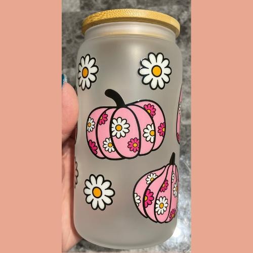 Pink Pumpkins & Daisies Libby Glass T-Shirts, Hoodie, Sweatshirt | GrindPrints.com