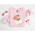 Pink Santa Retro Christmas T-Shirts Sweatshirts for Women Pink Christmas Matching Family Sweaters Pink Vintage Holiday...