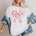 Pink Seashell Coquette Bow Tee, Trendy Beach Summer Bow Shirt, Coastal Girly Ocean Casual Wear Top, Gift for Her Hoodie,...