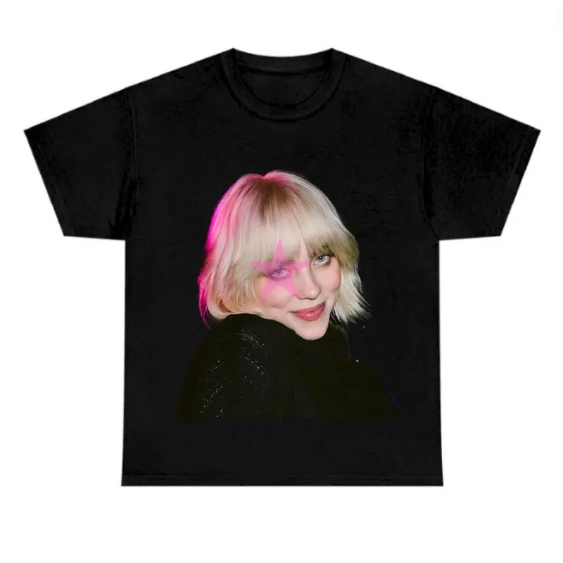 Pink Star Hair Billieee Eilishhh T-shirt, Graphic Fan Gift Tee Cotton Fabric Hoodie, Sweatshirt | GrindPrints.com