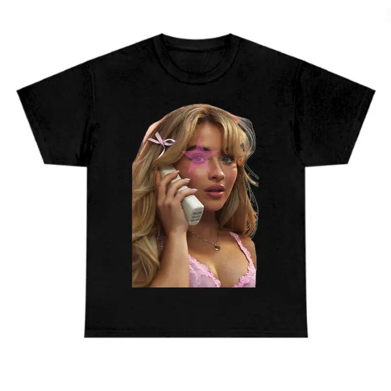 Pink Star Sabrinaaaa T-shirt, Graphic Fan Gift Tee Cotton Fabric Hoodie, Sweatshirt | GrindPrints.com