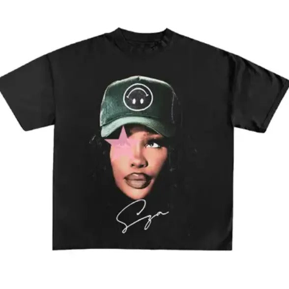 Pink Star Sza Graphic Tee, Rap Hip Hop Shirt Cotton Fabric Hoodie, Sweatshirt | GrindPrints.com