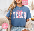 Pink Teacher Bow Shirt Comfort Colors, Women's Tee, Cute Women's Tshirt Hoodie, Sweatshirt | GrindPrints.com