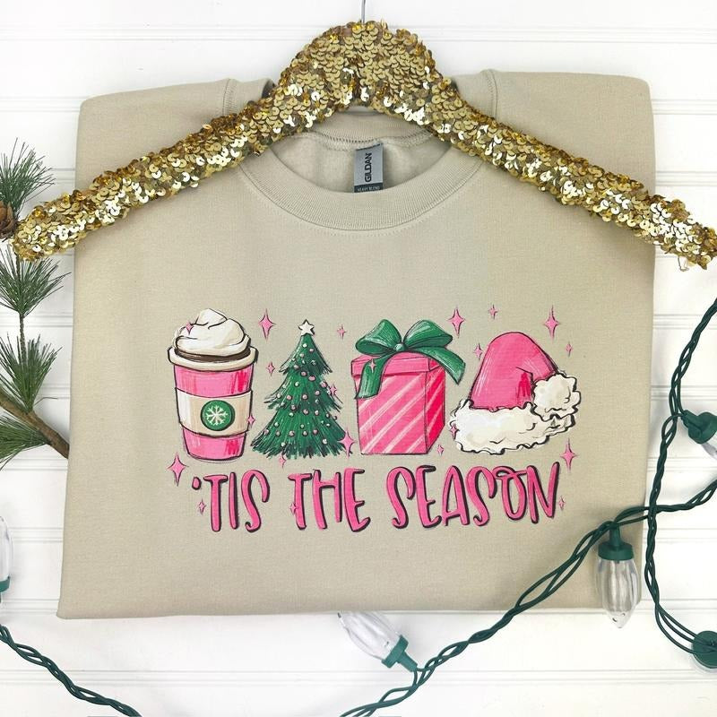Pink Tis The Season Sweatshirt T-Shirts, Hoodie | GrindPrints.com