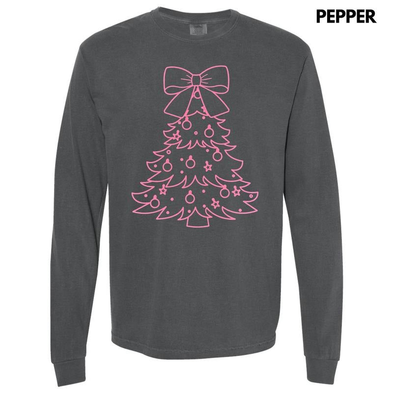 Pink Tree PUFF Long Sleeve Comfort Colors T-Shirt Hoodie, Sweatshirt | GrindPrints.com