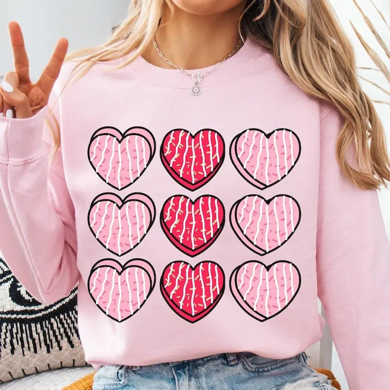 Pink Valentine Heart Sweatshirt Valentine's Day Coquette , Valentine Bow , XoXo , Valentine  , Doodle Heart, Be Mine...