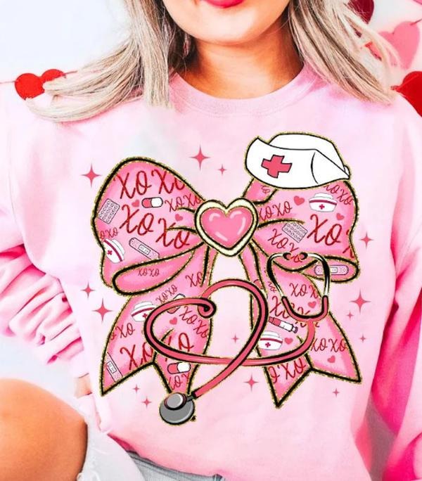 Pink Valentine Nurse Shirt, Valentine Nurse Coquette Sweatshirt valentine  sweatshirt Hoodie | GrindPrints.com