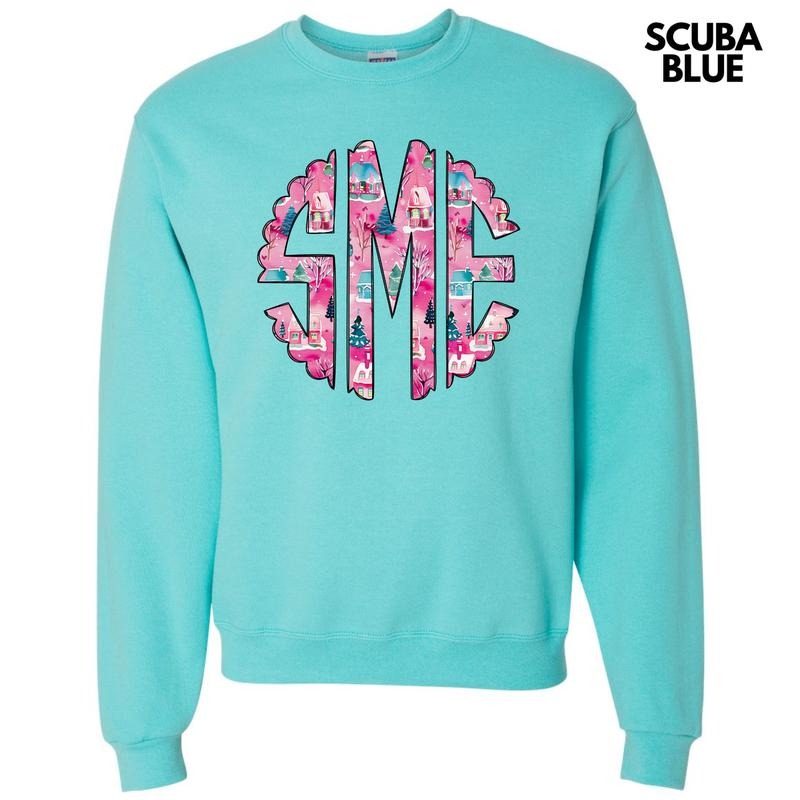 Pink Winter Holiday Monogram Sweatshirt 'NLB' T-Shirts, Hoodie | GrindPrints.com