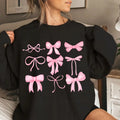Pink bows Sweater, coquette bow sweatshirt, bow tee, pastel pink watercolor bows, soft girl, coquette aesthetic, Cotton...