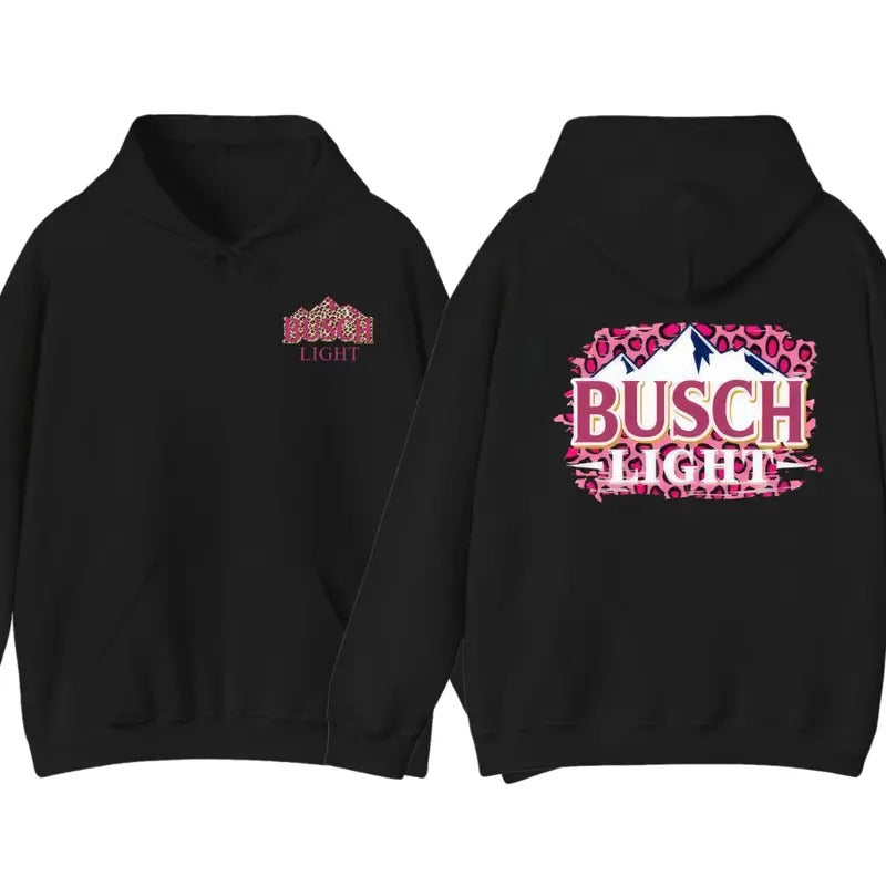 Pinky Leopard Feature Hoodie , Sweatshirt & T-shirt , Busch Light Leopard Logo Hoodie | GrindPrints.com