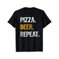 Pizza Beer Repeat Shirt, Funny Novelty Pizza Lover Tee Summer Comfortable Casual Short Sleeve T-Shirt Made in USA Hoodie,...