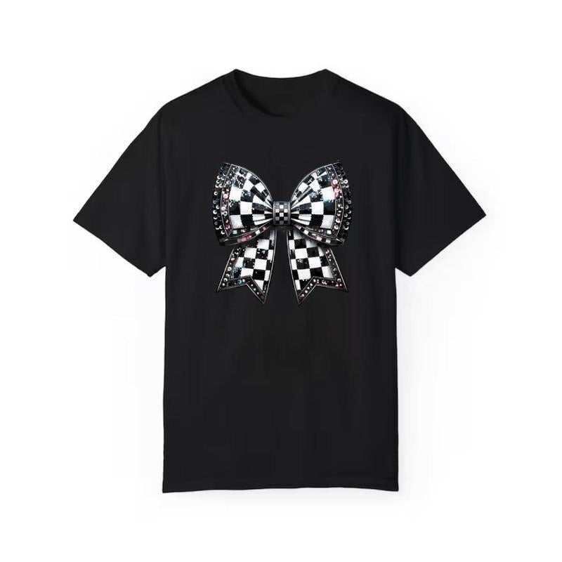 Plaid Coquette Bow Shirt, Coquette Checkered Bow Shirt, Fall Shirt, Retro Checkered Bow Shirt, Girly Fall Shirt Hoodie,...