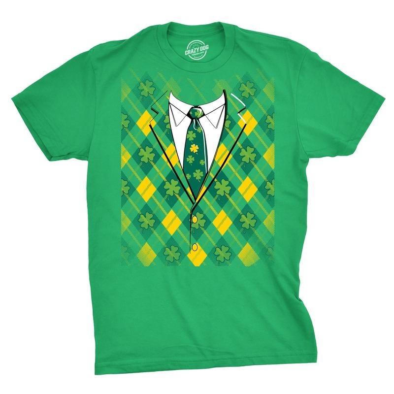 Plaid Green Tuxedo Funny Saint Patricks Day Irish Shamrock St Pats Funny Cool Soft Casual Menswear Saint Patrick'S Day Novelty Guys Green T-Shirts, Hoodie, Sweatshirt