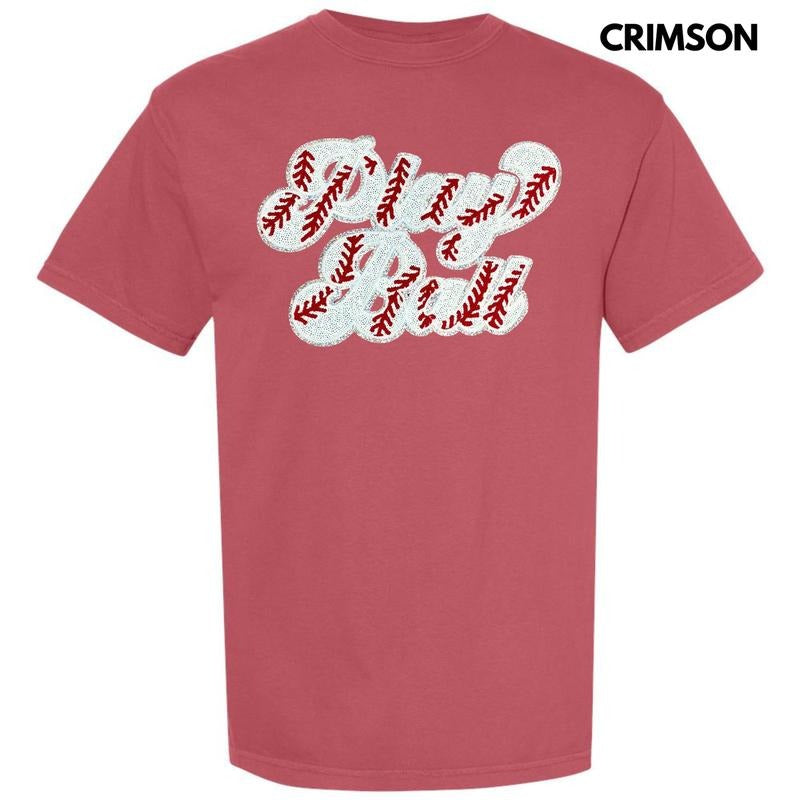 Play Ball Sequin Patch Comfort Colors T-Shirt Hoodie, Sweatshirt | GrindPrints.com