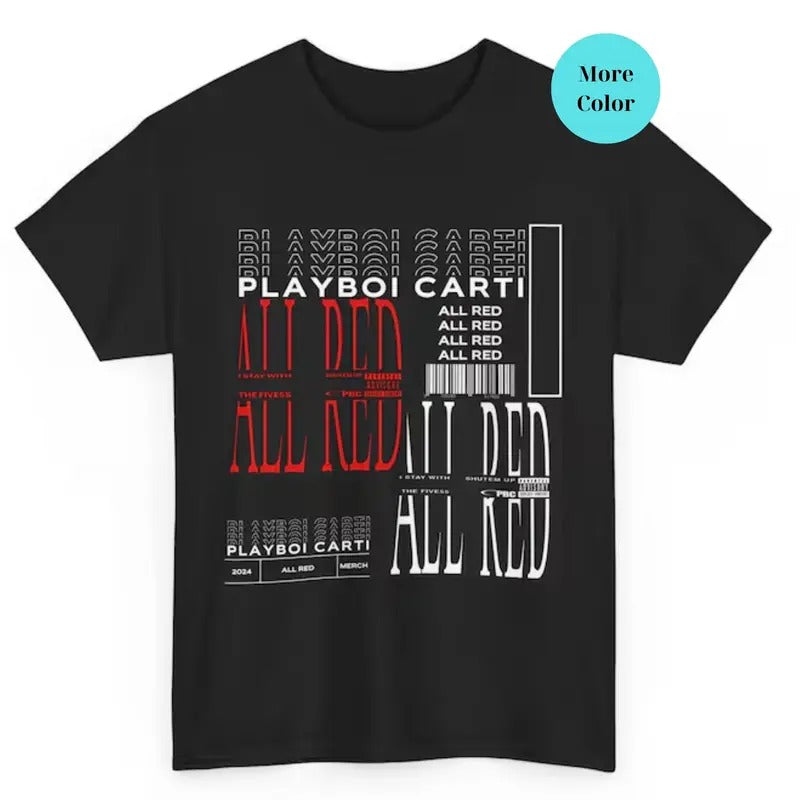 Playboi Carti All Red Shirt I Am Music YVL Baby Boi PBC Opium Swamp Izzo Ken Carson Destroy Lonely 2024 Pop, Trendy...