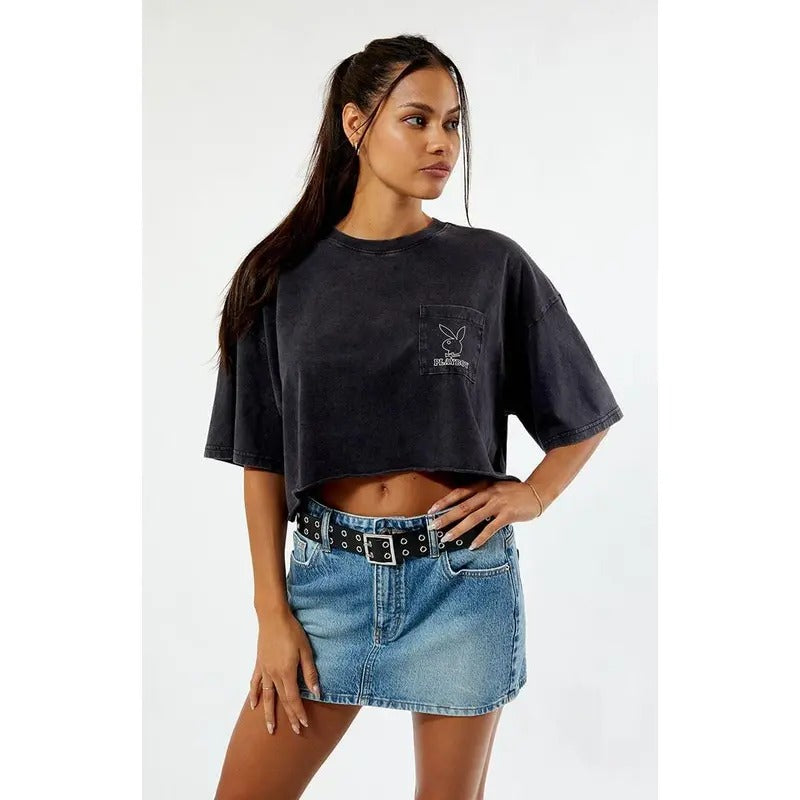 Playboy Women's By PacSun Boxy Cropped T-Shirt Hoodie, Sweatshirt | GrindPrints.com