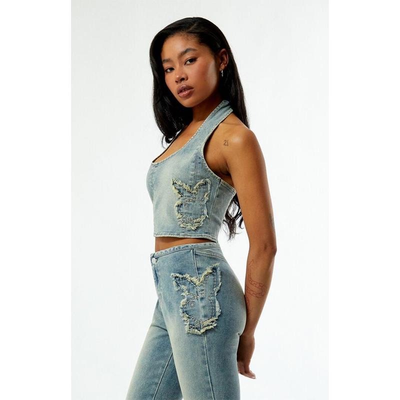 Playboy Women's By PacSun Denim Halter Top T-Shirts, Hoodie, Sweatshirt | GrindPrints.com