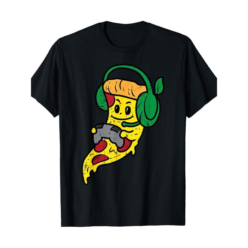 Player Pizza video game Fun food 100% cotton T-shirt Made in USA Hoodie, Sweatshirt | GrindPrints.com
