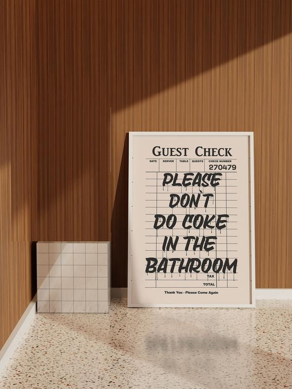 Please Don't Do Coke In The Bathroom Wall Art, Bathroom Print, Retro Wall Art, Aesthetic Print, Poster Prints No Frame,...