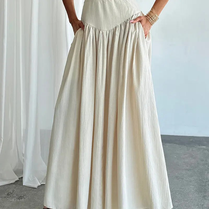 Pleated Flowy Long Skirts High Waist Maxi Skirt with Pocket T-Shirts, Hoodie, Sweatshirt | GrindPrints.com
