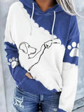 Plus Colorblock Cartoon Dog Print Drop Shoulder Drawstring Hoodie, Casual Pocket Hooded Sweatshirt for Daily Wear, Women...