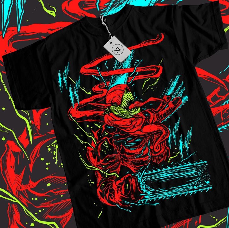 Pochita T-Shirt S-4XL Chainsaw Man Denji and Makima CSM Men and Women Manga Tshirt S-4XL Hoodie, Sweatshirt | GrindPrints.com