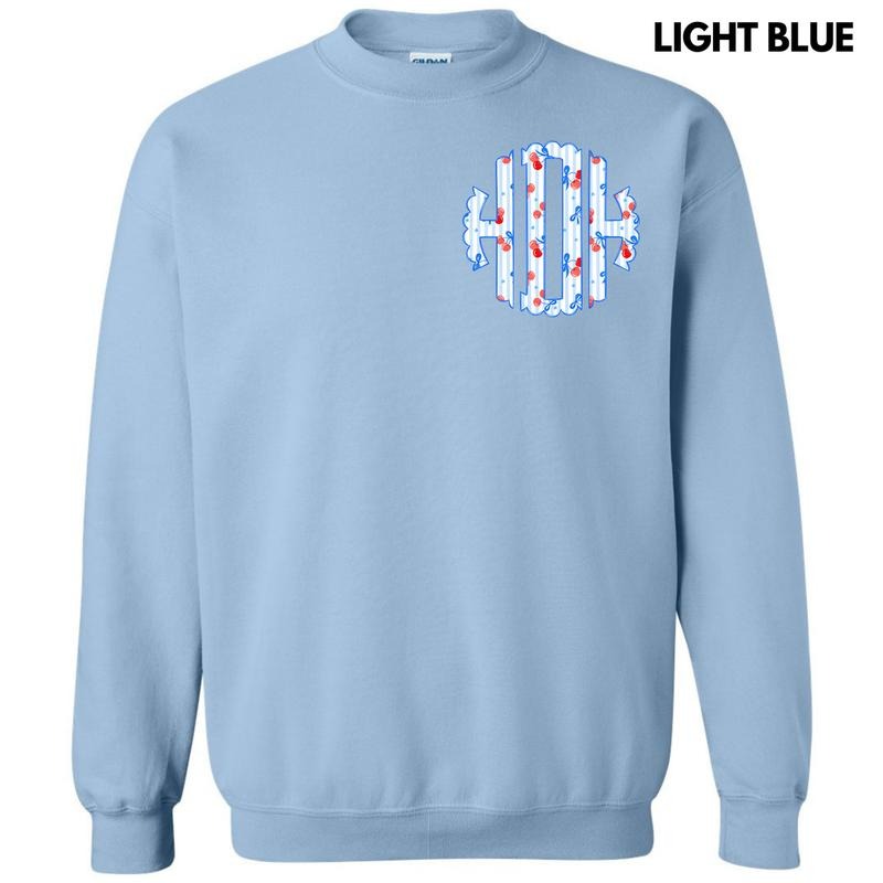 Pocket Size - Cherry Stripe Monogram Sweatshirt 'NLB' T-Shirts, Hoodie | GrindPrints.com
