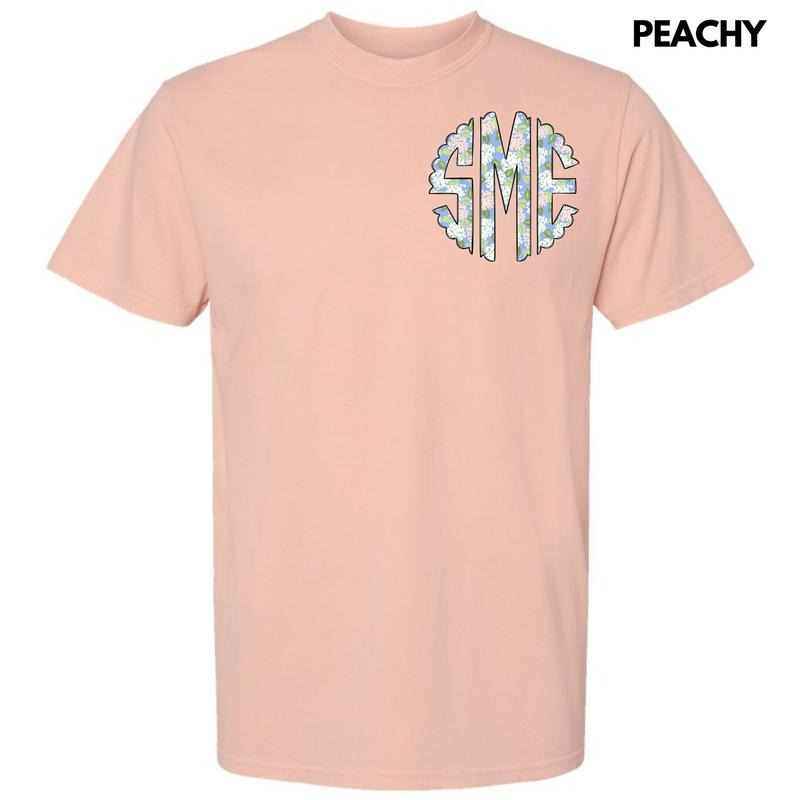 Pocket Size - Proper Floral Monogram Comfort Colors T-Shirt 'NLB' Hoodie, Sweatshirt | GrindPrints.com