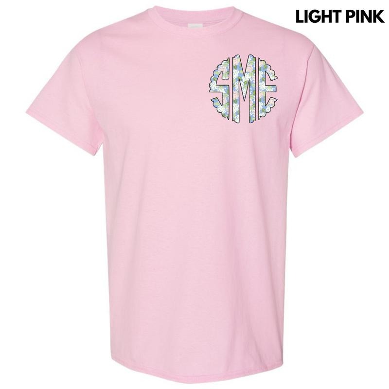 Pocket Size - Proper Floral Monogram Gildan Short Sleeve T-Shirt 'NLB' Hoodie, Sweatshirt | GrindPrints.com