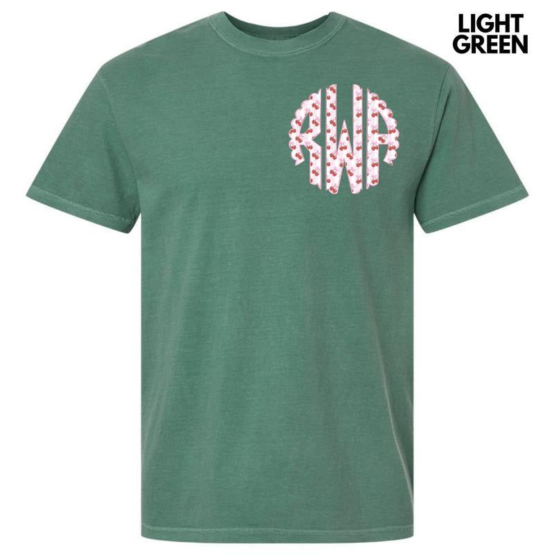 Pocket Size - Strawberry Stripe Monogram Comfort Colors T-Shirt 'NLB' Hoodie, Sweatshirt | GrindPrints.com