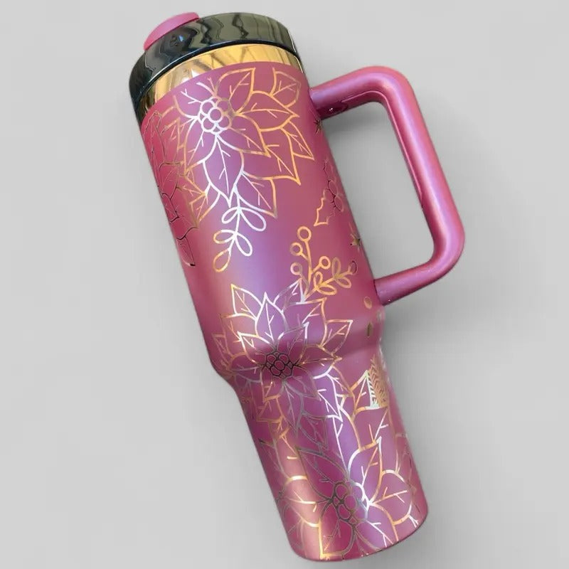 Poinsettia Engraved 40oz Tumbler T-Shirts, Hoodie, Sweatshirt | GrindPrints.com
