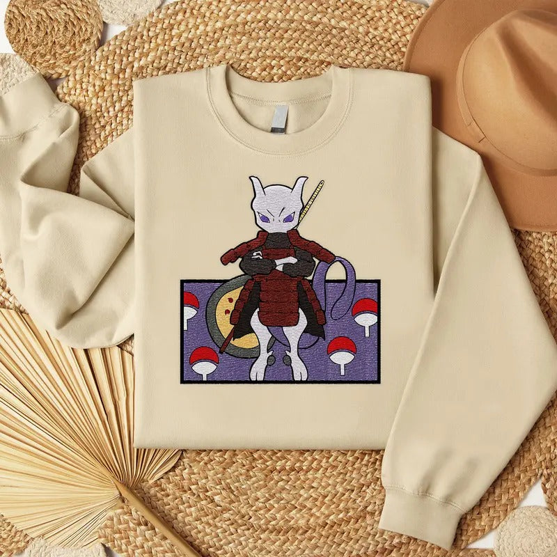 Poke Mew2 Madara Embroidered Shirt, Anime Embroidered Sweatshirt, Manga Shirt, Gift For Fan Hoodie | GrindPrints.com