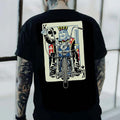 Poker K Pattern Graphic Casual Black Back Side Print T-shirt -  Sweatshirt