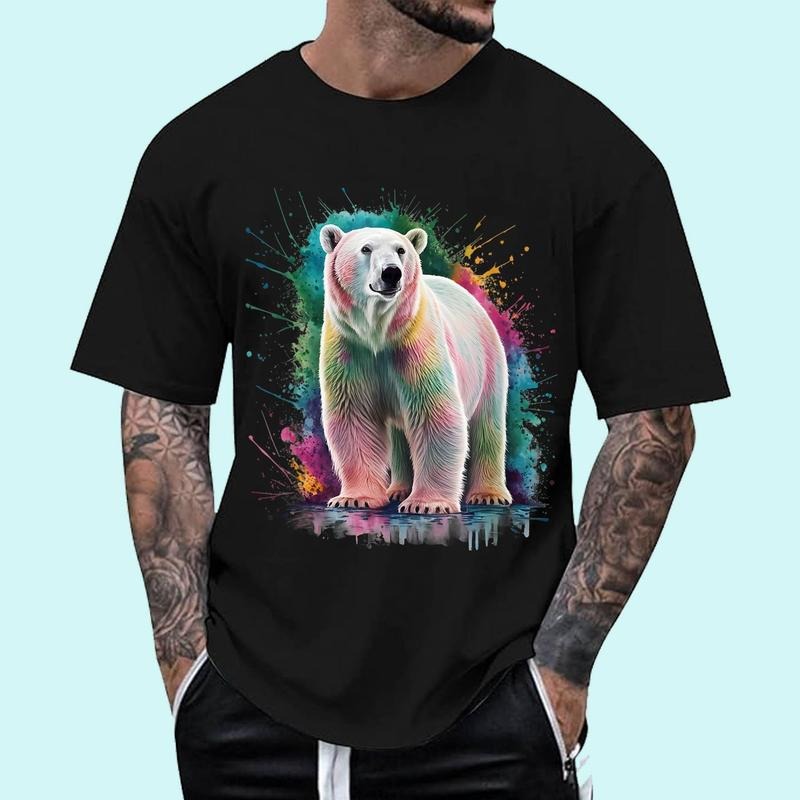 Polar Bear Men Woman Colorful Watercolor Polar Bear Unisex T-Shirt, Cotton 100%, Top Trending Fashion Hoodie, Sweatshirt