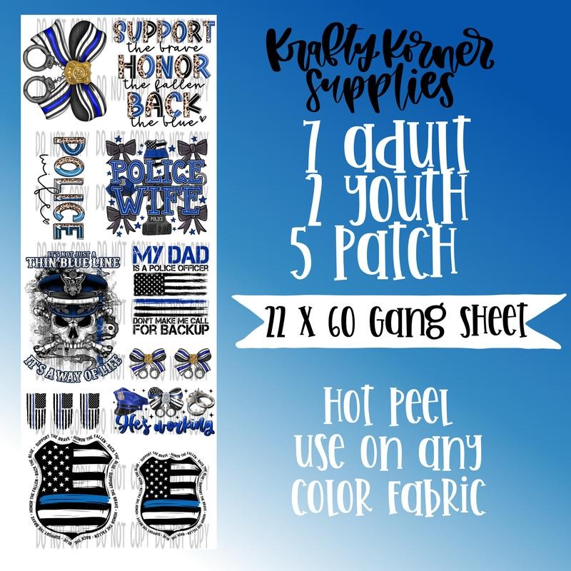 Police DTF Transfer Gang Sheet, 22 x 60 T-Shirts, Hoodie, Sweatshirt | GrindPrints.com