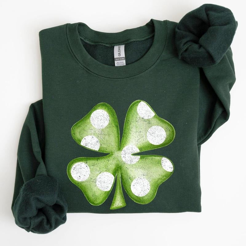 Polka Dot Shamrock, St Patrick's Day Sweatshirt T-Shirts, Hoodie | GrindPrints.com