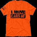 FBK I Move Cars Hi Visibility Safety Orange T-Shirt Jersey Men's 30-Day Guarantee Quality Cotton/Poly Blend with Blue Collar