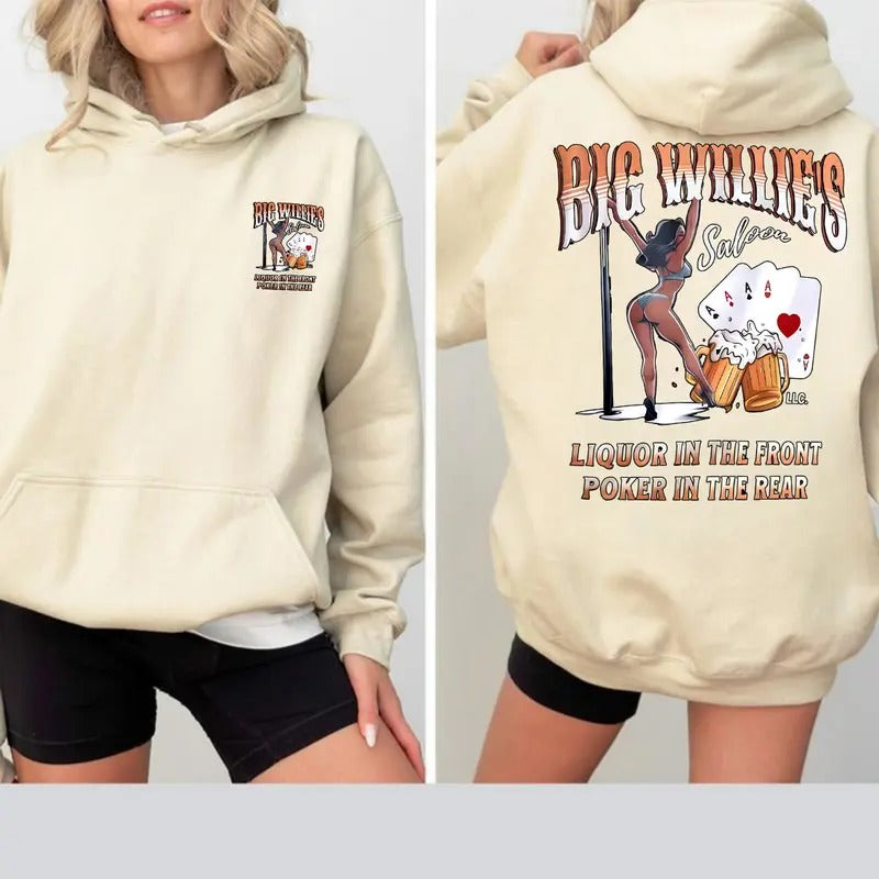 Big Willies Saloon Men's Casual T-shirt, Sweatshirt & Hoodie, 100% Cotton, Classic Fit, Available in Multiple Colors,...