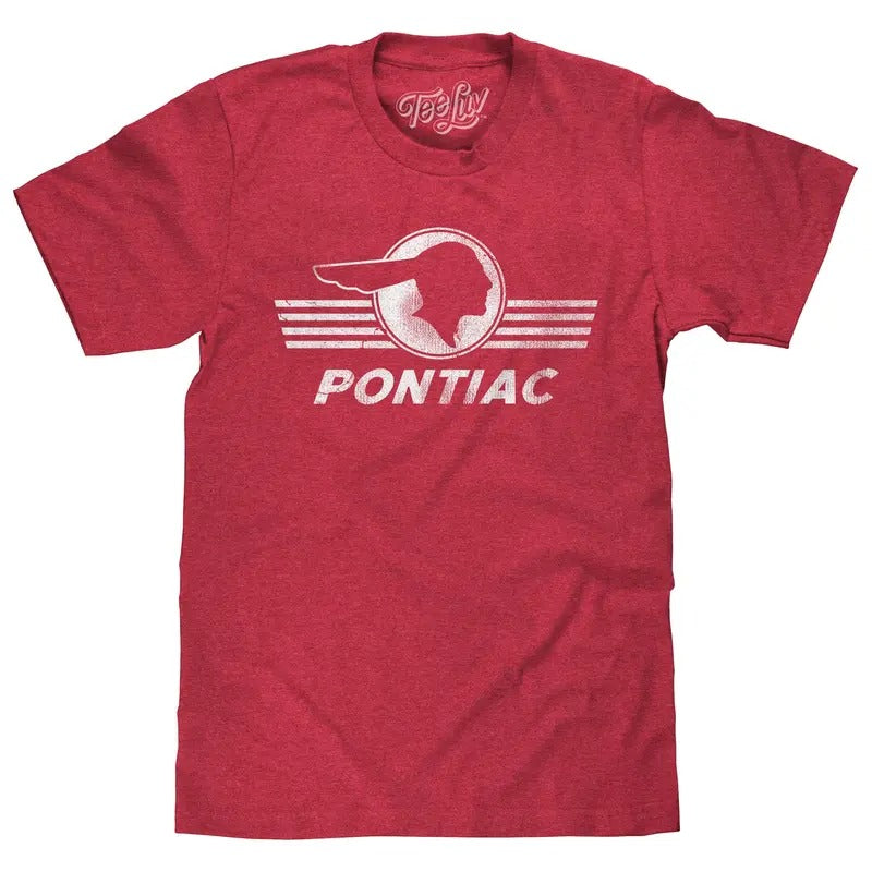 Pontiac Distressed Headdress Logo T-Shirt - Red Hoodie, Sweatshirt | GrindPrints.com