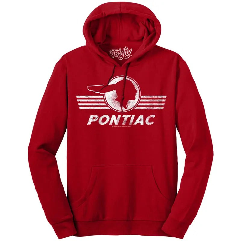 Pontiac Logo Hooded Sweatshirt - Red T-Shirts, Hoodie | GrindPrints.com