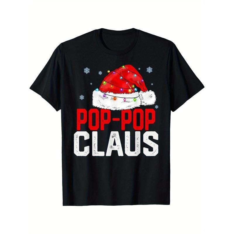 Pop-Pop Claus Funny Xmas Family Matching Grandpa Christmas T-Shirt Men's Cotton T-shirt with Enduring Round Neck Classic...