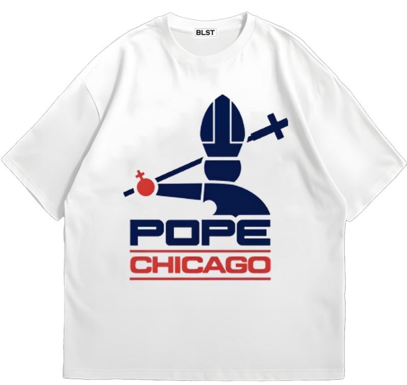 Pope Chicago T-Shirt Graphic Design Cotton Unisex Cozy Graphic T-Shirt for Chilly Days Hoodie, Sweatshirt | GrindPrints.com