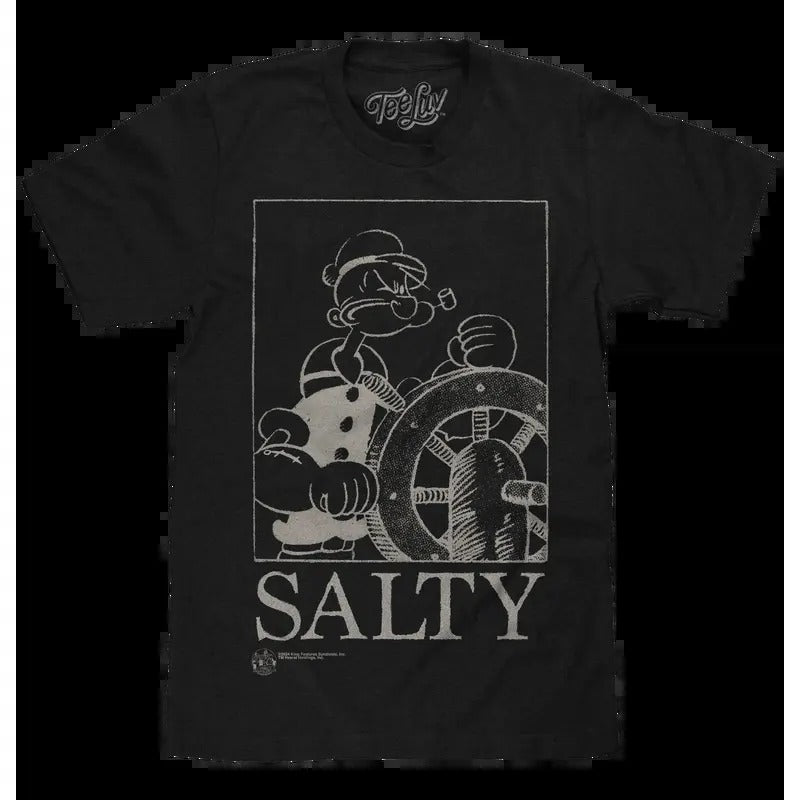 Popeye The Sailor Man Salty T-Shirt - Black Hoodie, Sweatshirt | GrindPrints.com