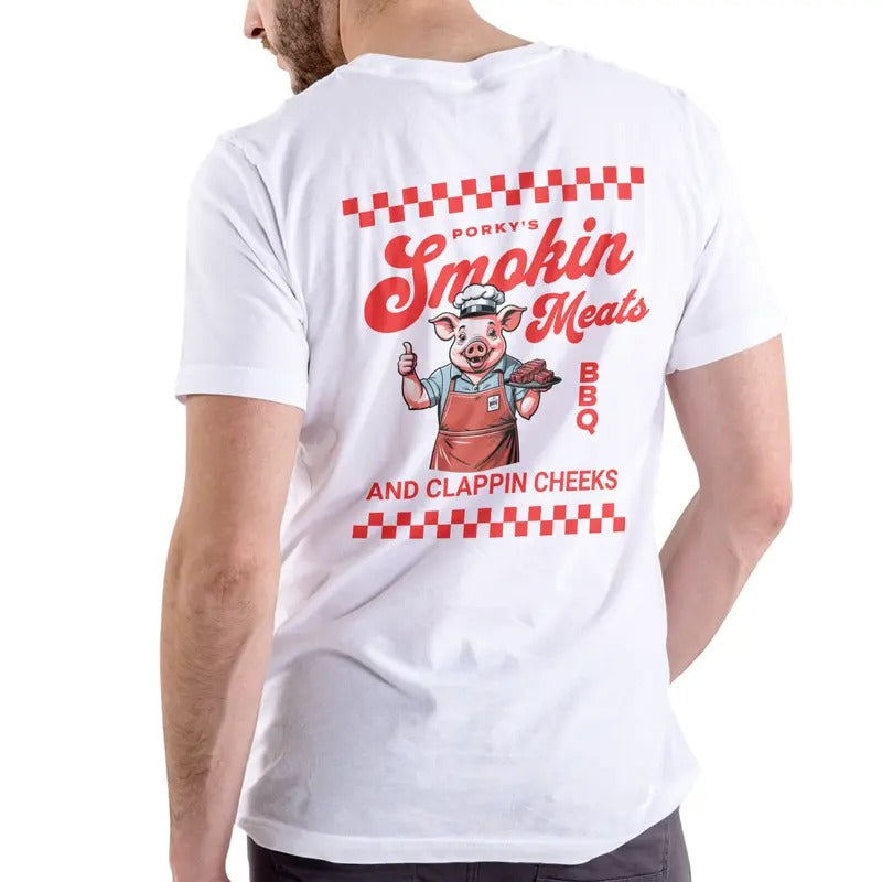 Porky's BBQ Smokin Meats and Clappin Cheeks T Shirt Breathable Casual Hoodie, Sweatshirt | GrindPrints.com